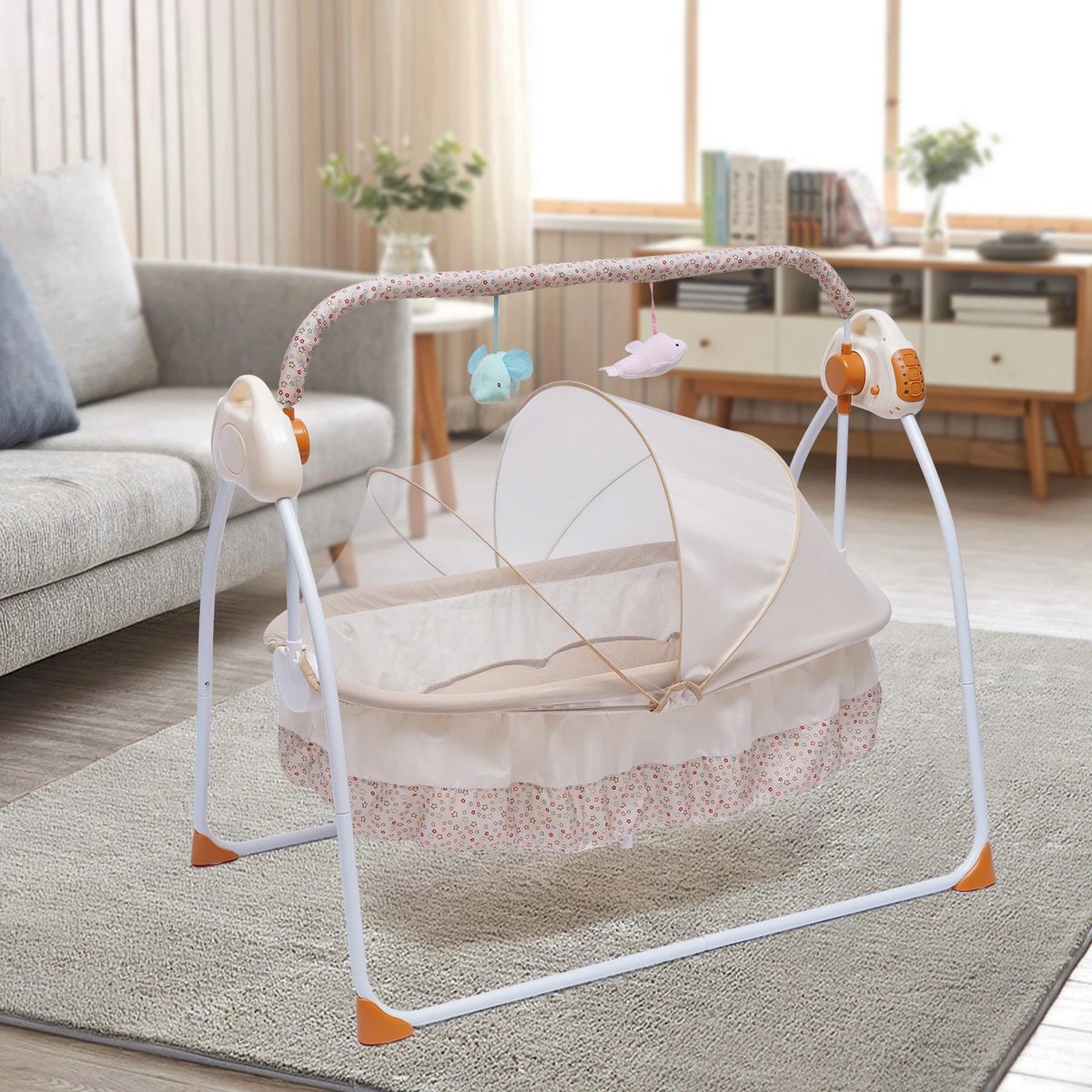 MazrekuHome® - Babyschommel - Wipstoel baby - Elektrische wipstoel - Bluetooth muziek - Verstelbaar in verschillende standen