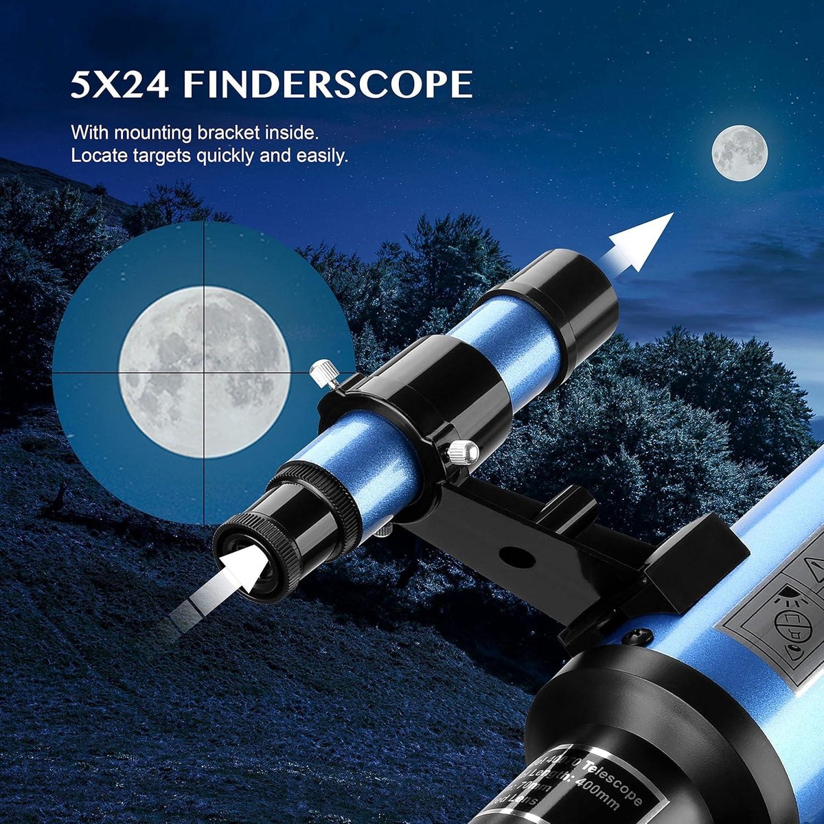 Telescopische Astronomie 70/400 telescoop voor beginners en kinderen - inclusief statief, smartphone-adapter en maanfilter