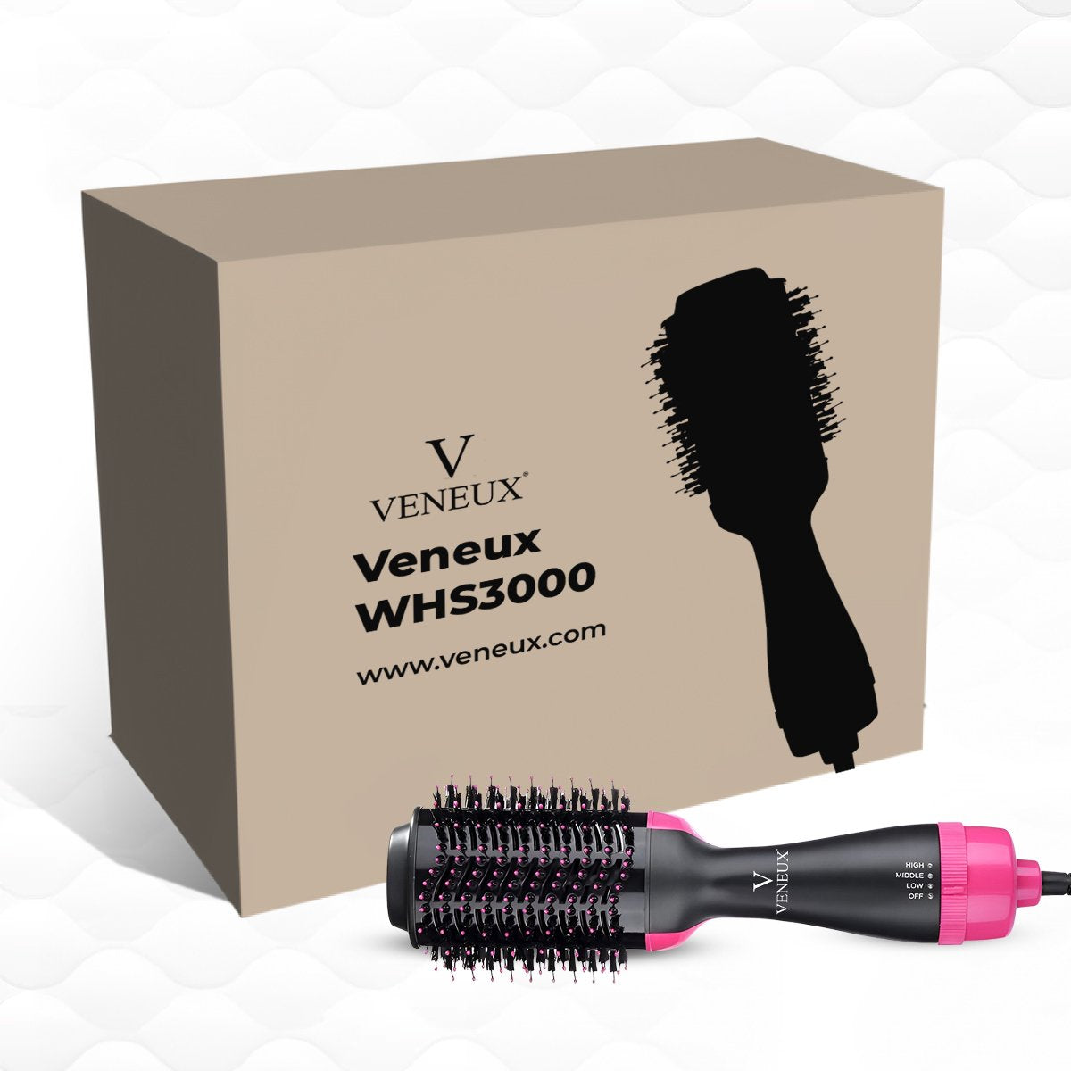 Veneux® 3-in-1 Föhnborstel - Krulborstel - Föhn - Haardroger - 3 Standen