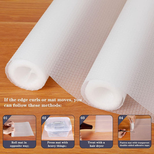 60cmx500cm Plankvoeringen, Lijmvrije Keukenkastladenmatten, EVA Antislipmatten, Waterdichte Wasbare Koelkastmatten, Meubelbeschermer, Plastic Bedekking (Transparant Punt)