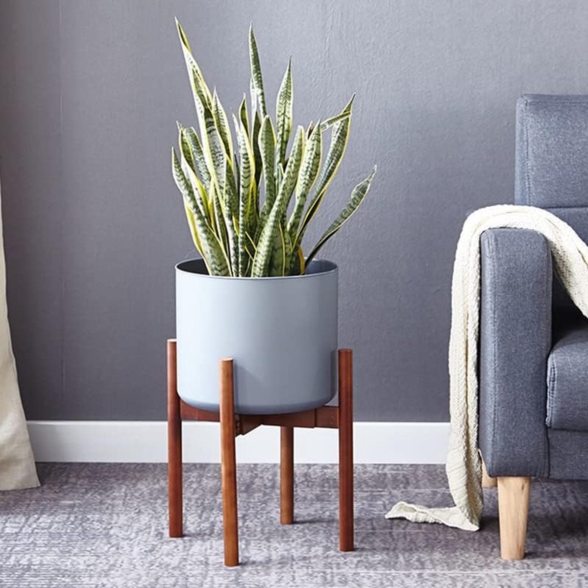 Wooden Plant Stand for Indoors, Brown Flower Pots, Plant Stool for Living Room, Bedroom, Adjustable Width for Pots up to 30 cm