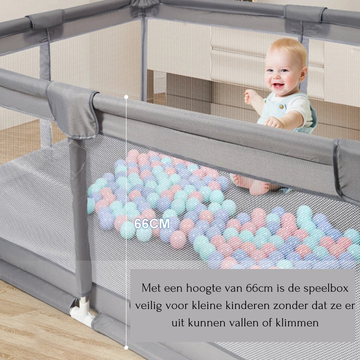 Decotopia - Speelbox - Babybox - Speelruimte - Veilig Spelen - 120cm x 180cm - Grijs - M