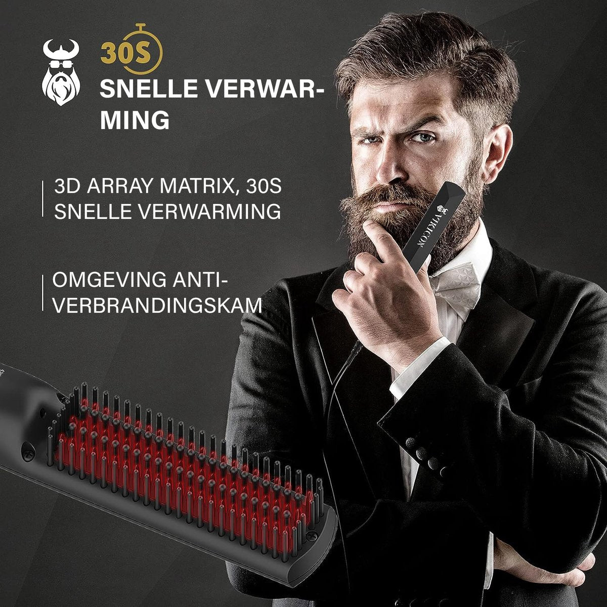 Beard Styler - Straightener - Wireless - Ionic Mini Straightener for Men