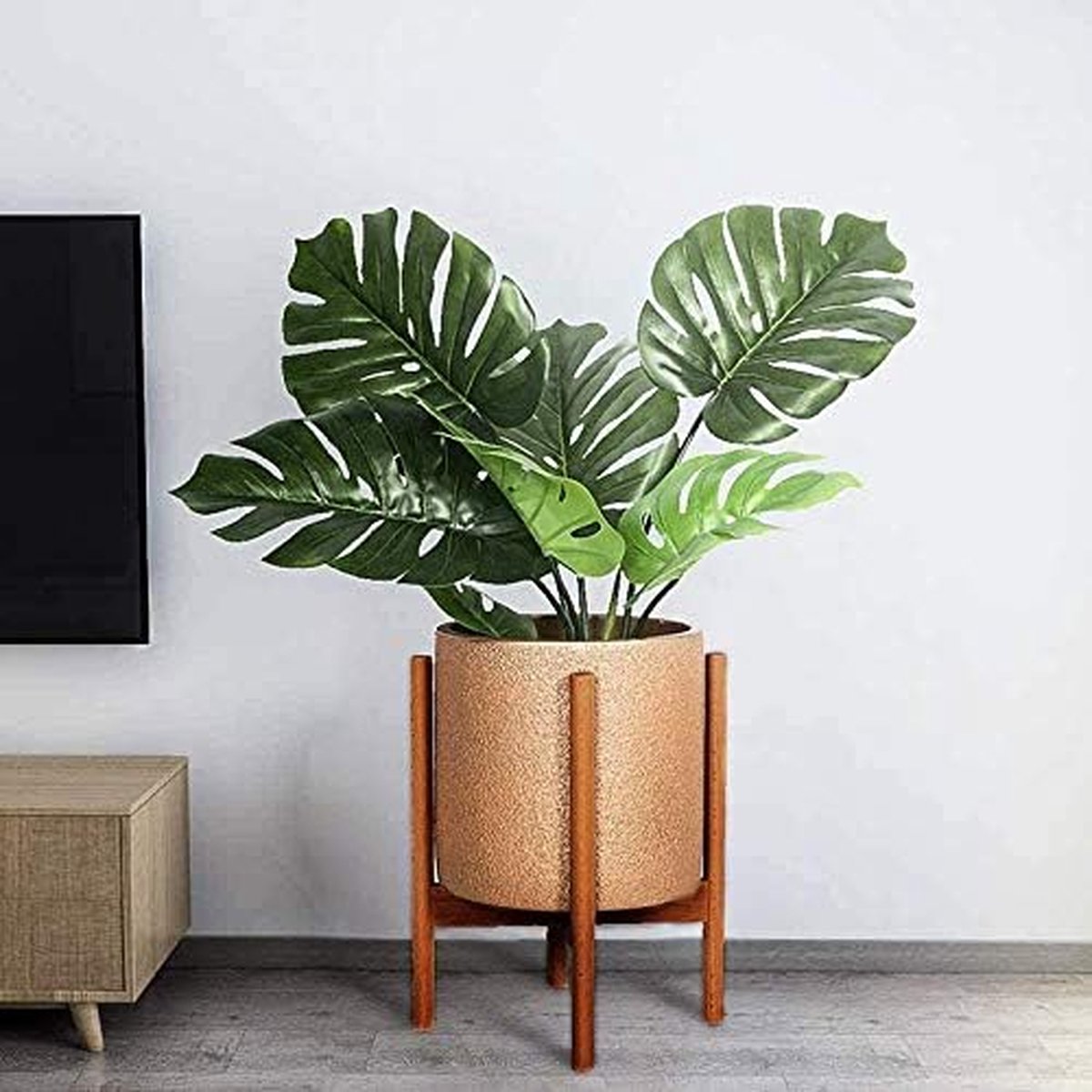 Wooden Plant Stand for Indoors, Brown Flower Pots, Plant Stool for Living Room, Bedroom, Adjustable Width for Pots up to 30 cm