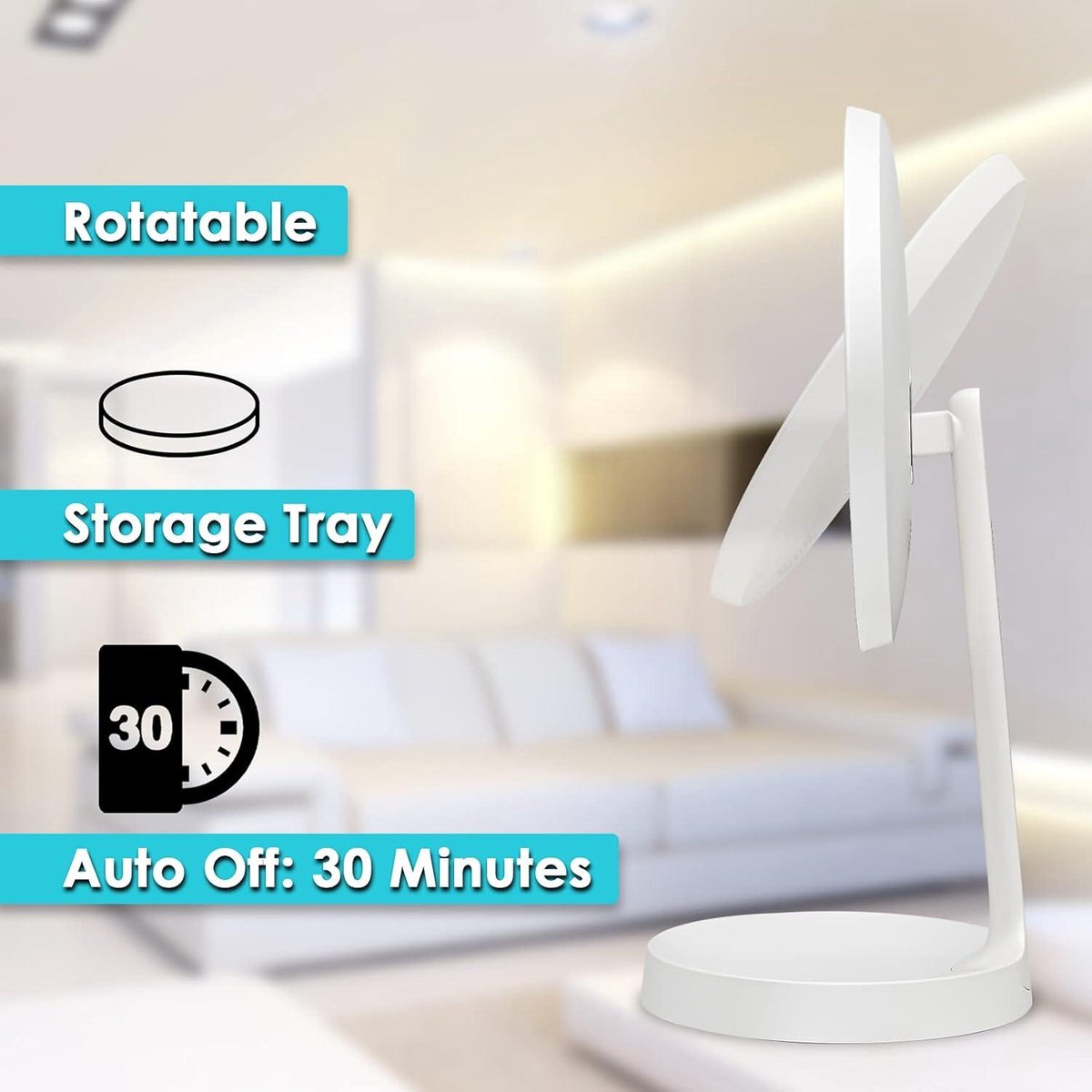 Make-upspiegel met LED-verlichting en aanraakschakelaar - Staande spiegel met lades en USB-voeding - Dimbaar en draaibaar