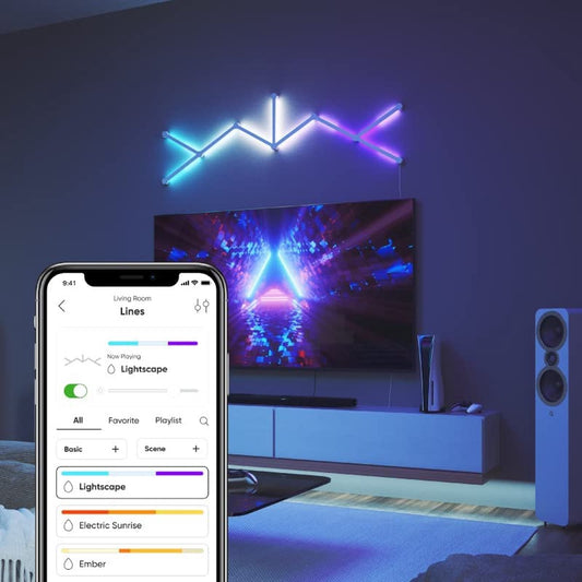 Jsk-P22 LED Smart Wall Light Set - 9 Pieces - White - RGBIC Light Bar - 16 Million Colors - DIY Ambient Lighting Lamp - Incl 3 Modes Wifi, App, Bluetooth - Gaming Accessories - For Living Room, Children's Room, Game Room Decoration