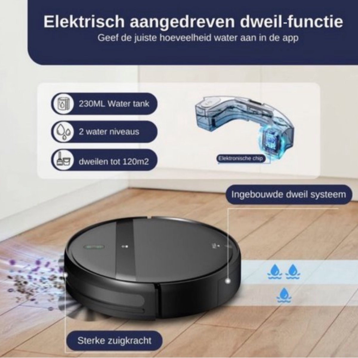 Robotstofzuiger Met Dweilfunctie - Met Laadstation - Huisdieren - 2024 Model - Zwart