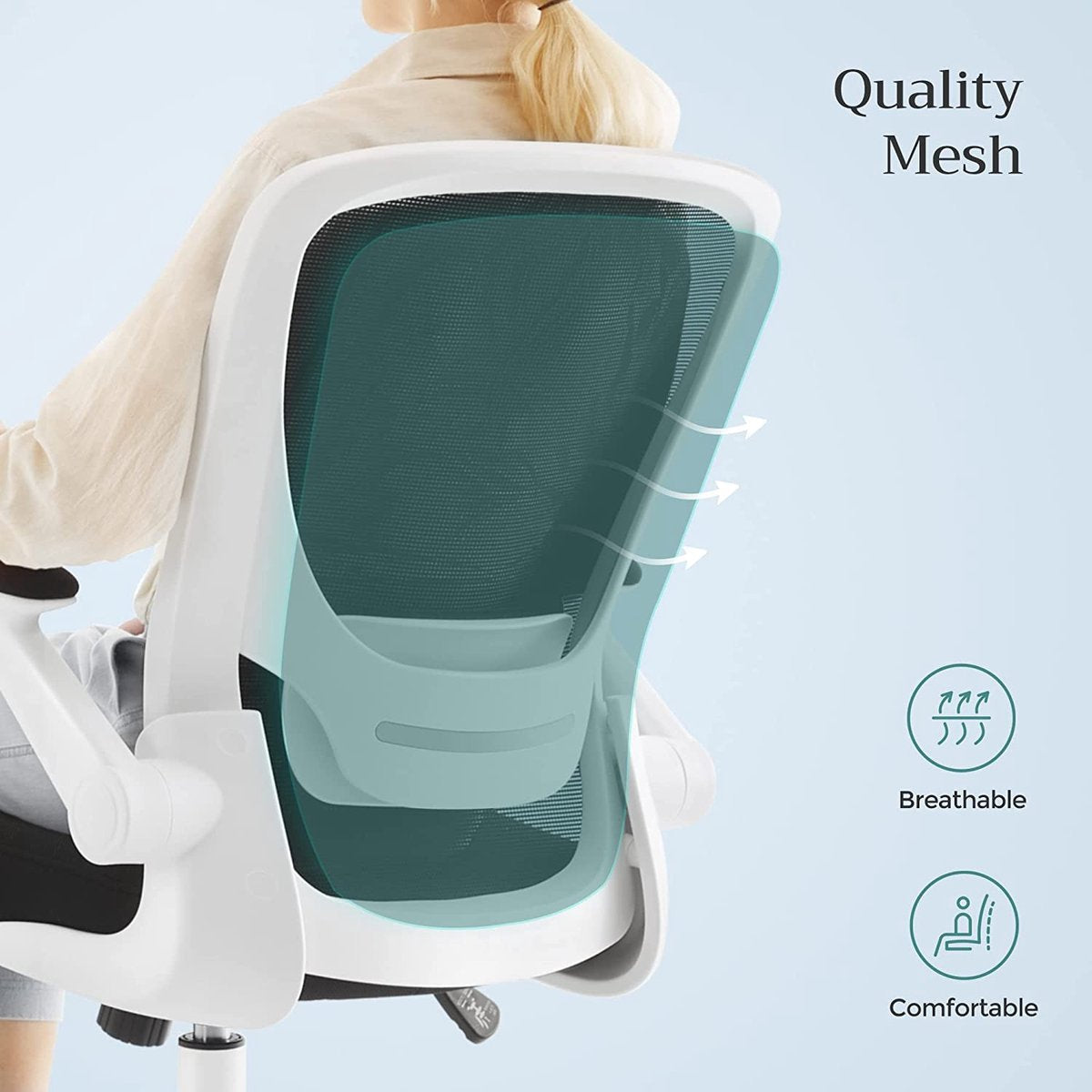 Ergonomic Office Chair - Fully Adjustable - Foldable Armrest - Black