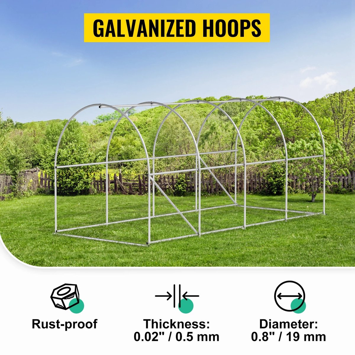 RM Store® - Walk In Kas - Tuin Kas - Tunnel Kas - Gegalvaniseerd Frame - Waterdichte Hoes - Gaasvensters - Winterbestendig - Regenbestendig - UV-bestendig - 3 x 2 x 2 M.
