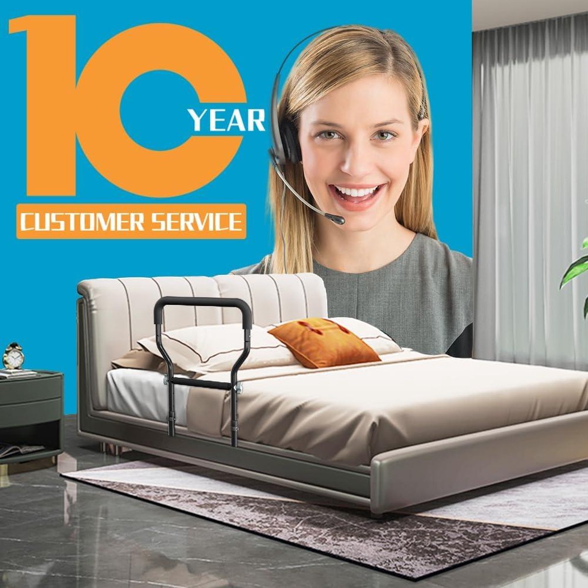 Safety Rails for Seniors and Adults - Height Adjustable - Fits All Beds - BeneCane Bed Rail