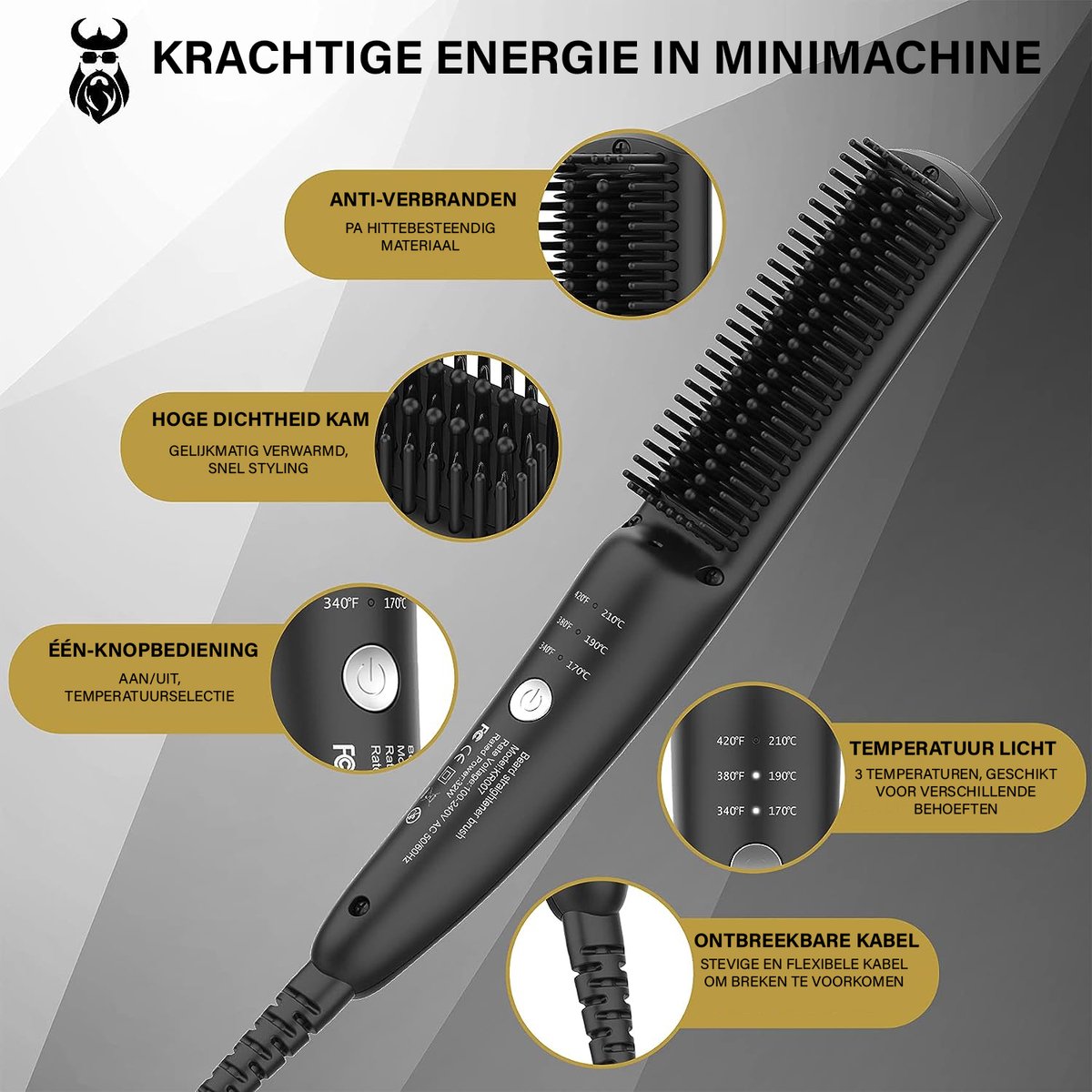 Beard Styler - Straightener - Wireless - Ionic Mini Straightener for Men