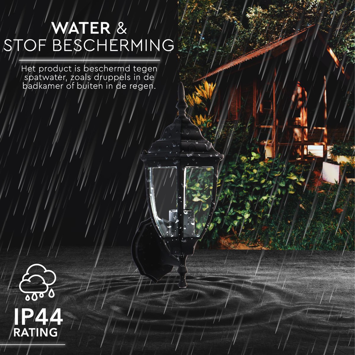 Proventa® Classic Buitenlamp LED Wandlamp met sensor - Automatisch aan/uit - IP44 - Zwart