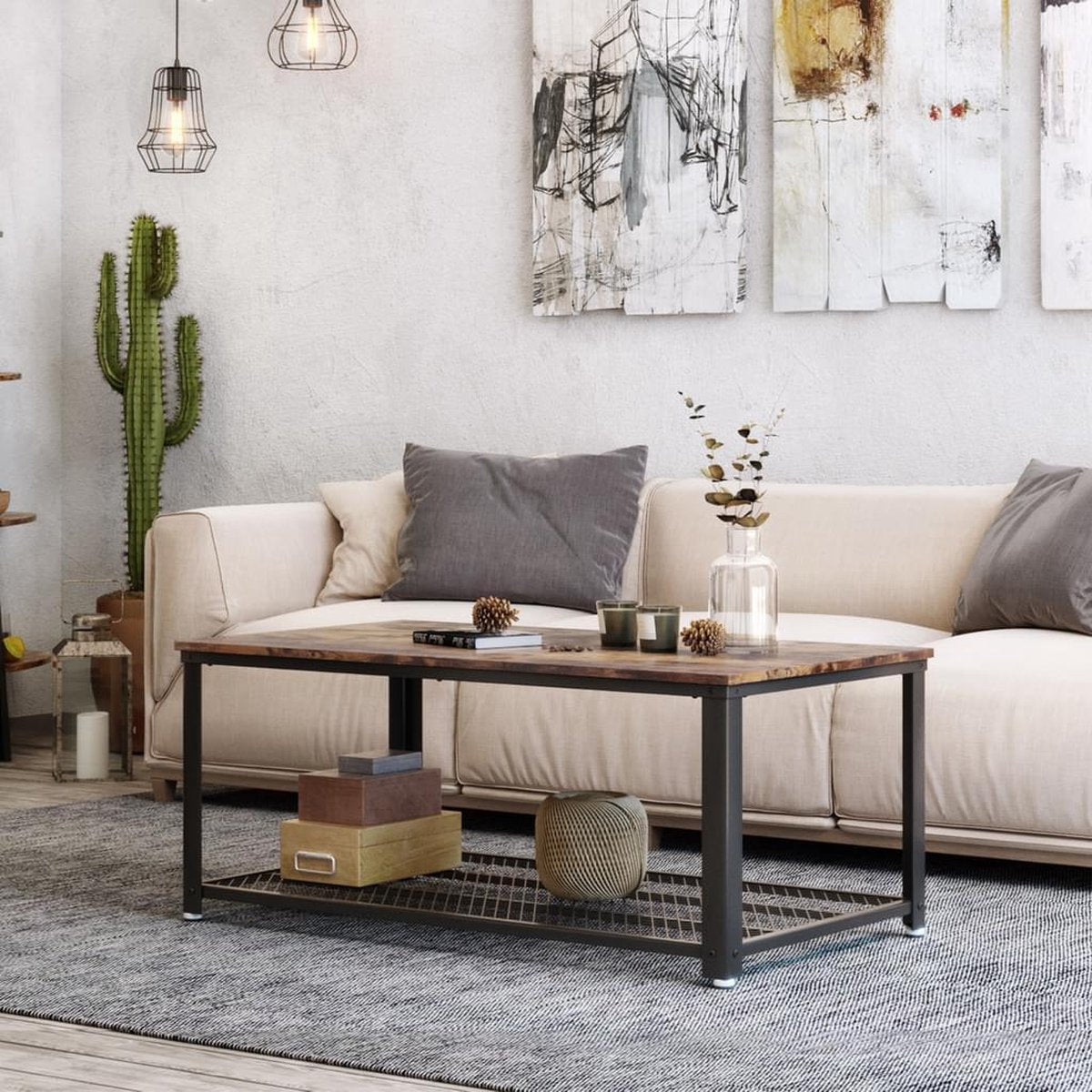 Vasagle Salontafel - Vintage Tafel - 106,2 x 45 x 60,2 CM - Bijzettafel Woonkamer