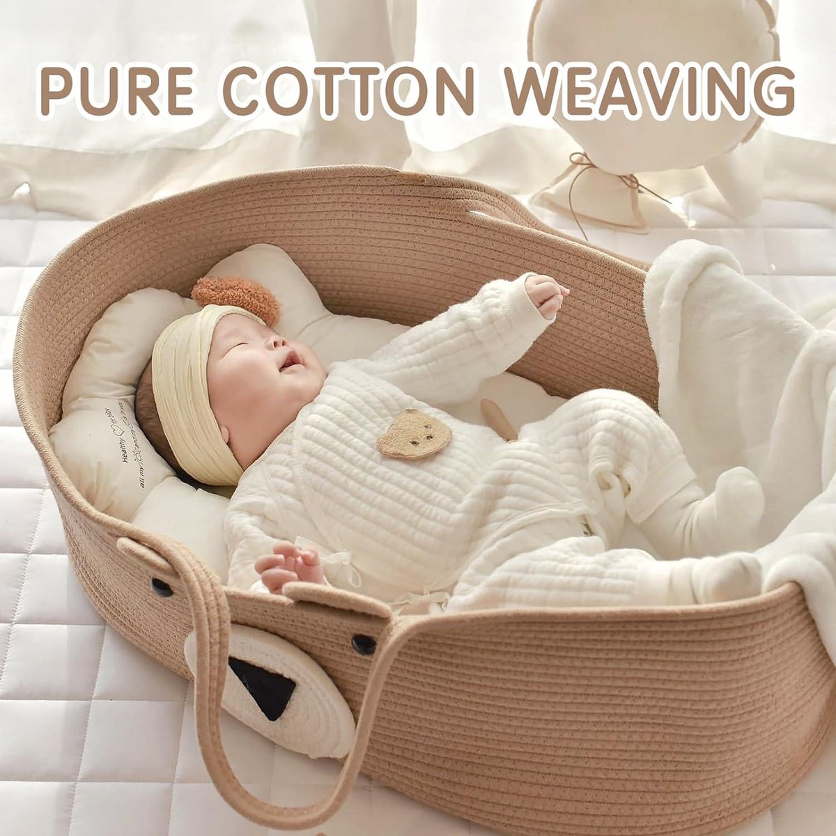 Babymand Mozes Mand Draagbare Handmand Katoenen Touw Wieg Slaapzak Buitenreizen - Baby Beddenset - Co-slaper