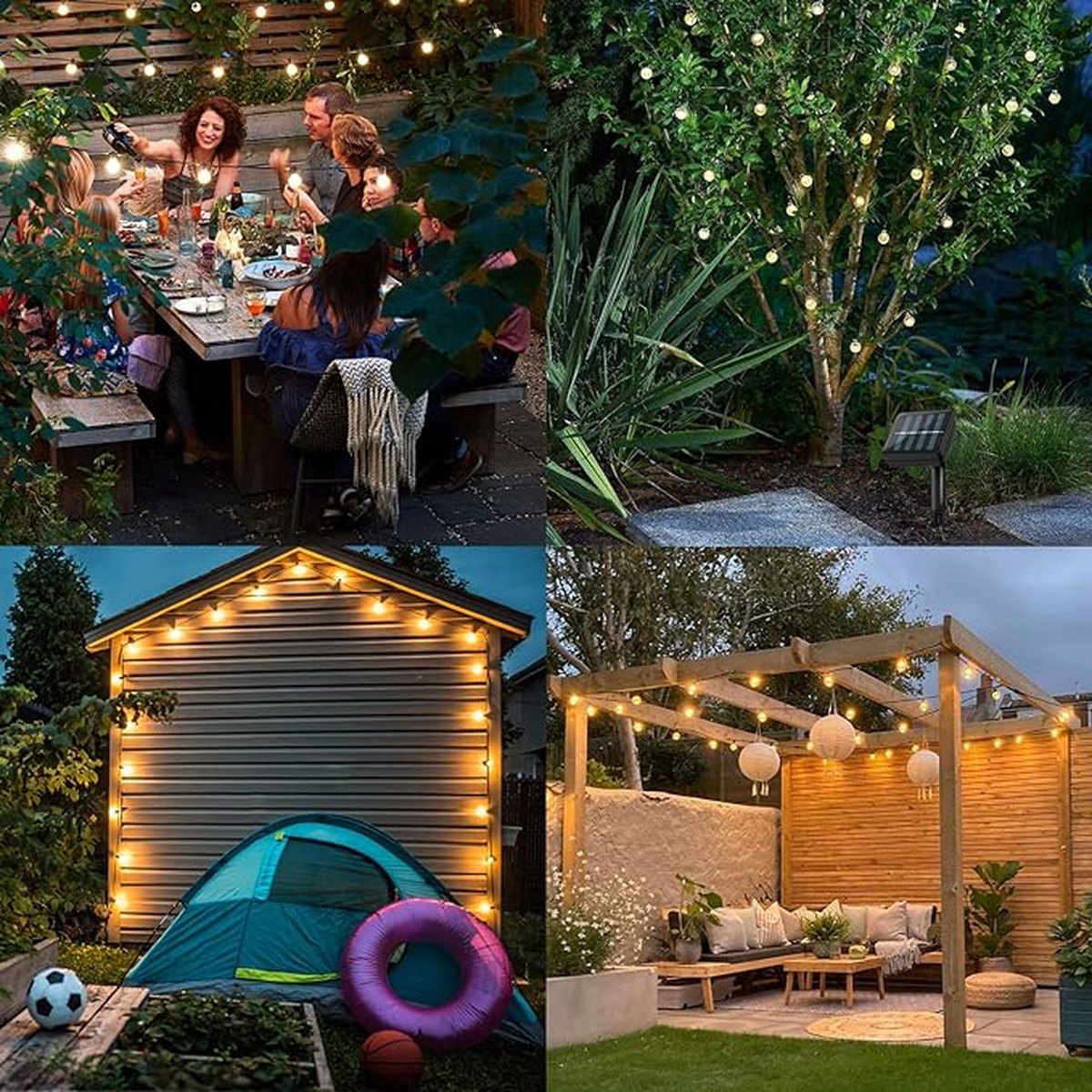 Lichtsnoer op Zonne-energie - Solar Tuinverlichting - 50 Leds - 8 Meter - Waterdicht Lichtsnoer - Buiten/Binnenverlichting - Verlichting voor Tuin, Bomen, Terras, Kerstmis, Bruiloften, Feesten