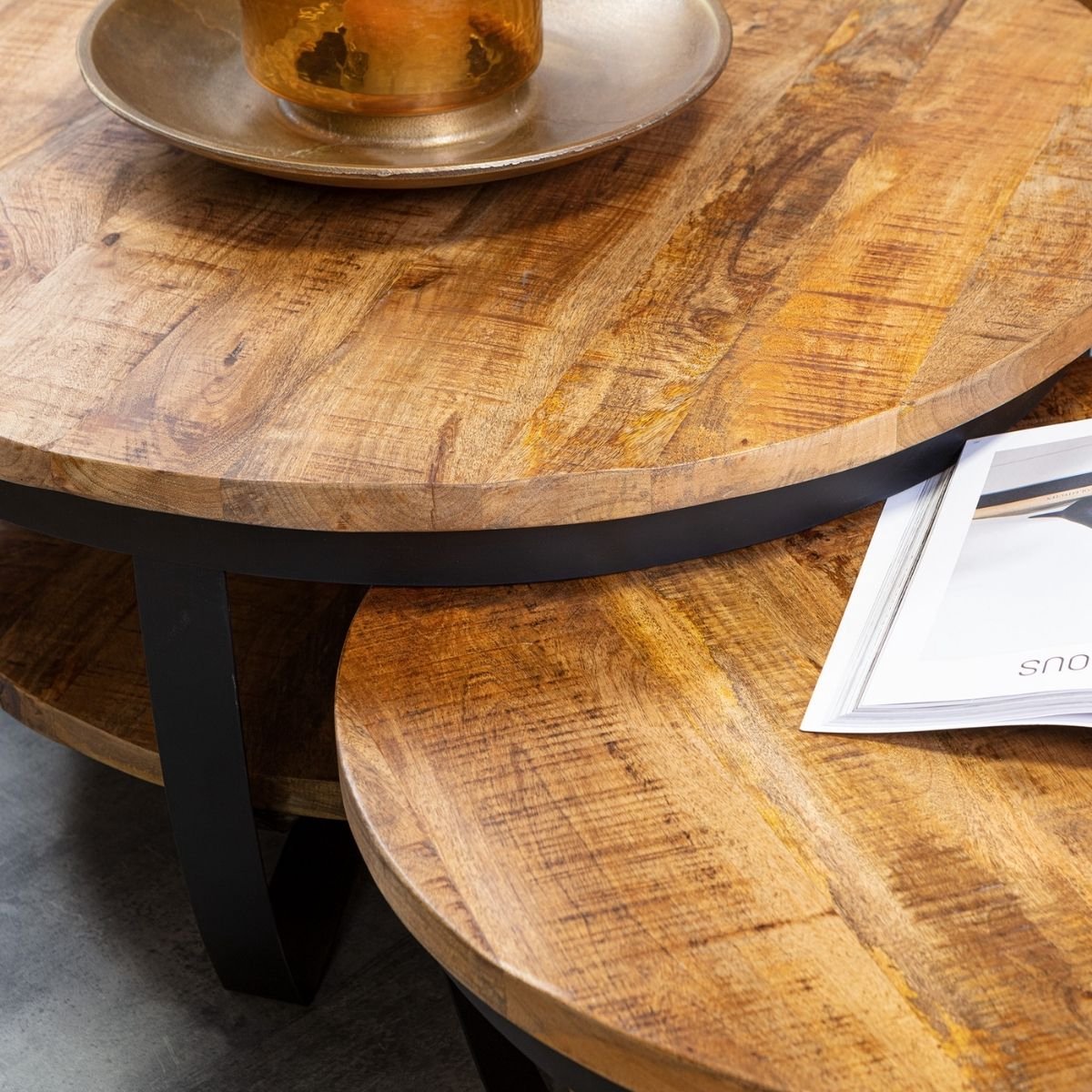 Combideal! Paras 90 & 70 - Set van 2 - Bijzettafel - Mangohout - Paras | Salontafel Rond