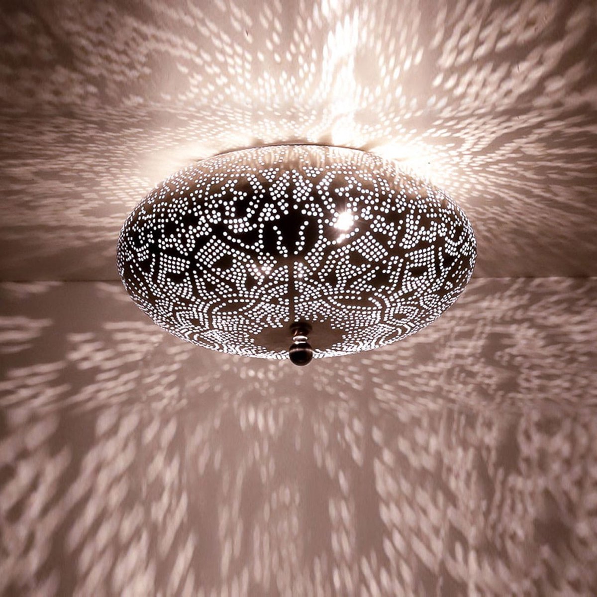 Oosterse plafondlamp | Filigraan | Zilver | Gaatjeslamp | Ø 25 cm