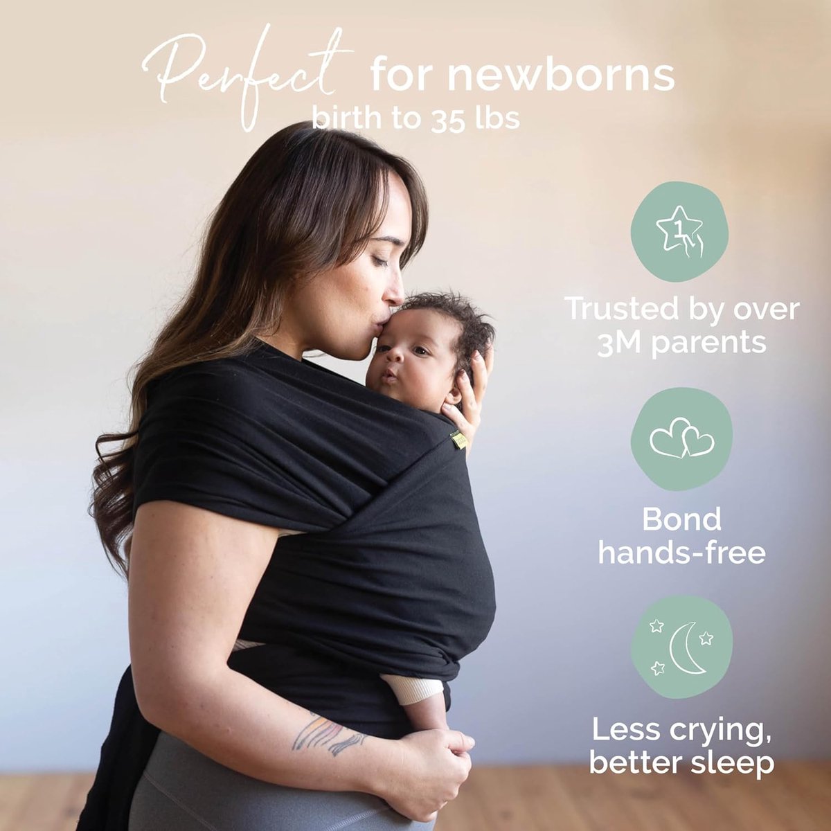 Boba Baby Draagdoek - Comfortabel en Praktisch voor Pasgeborenen en Peuters tot 16 kg
