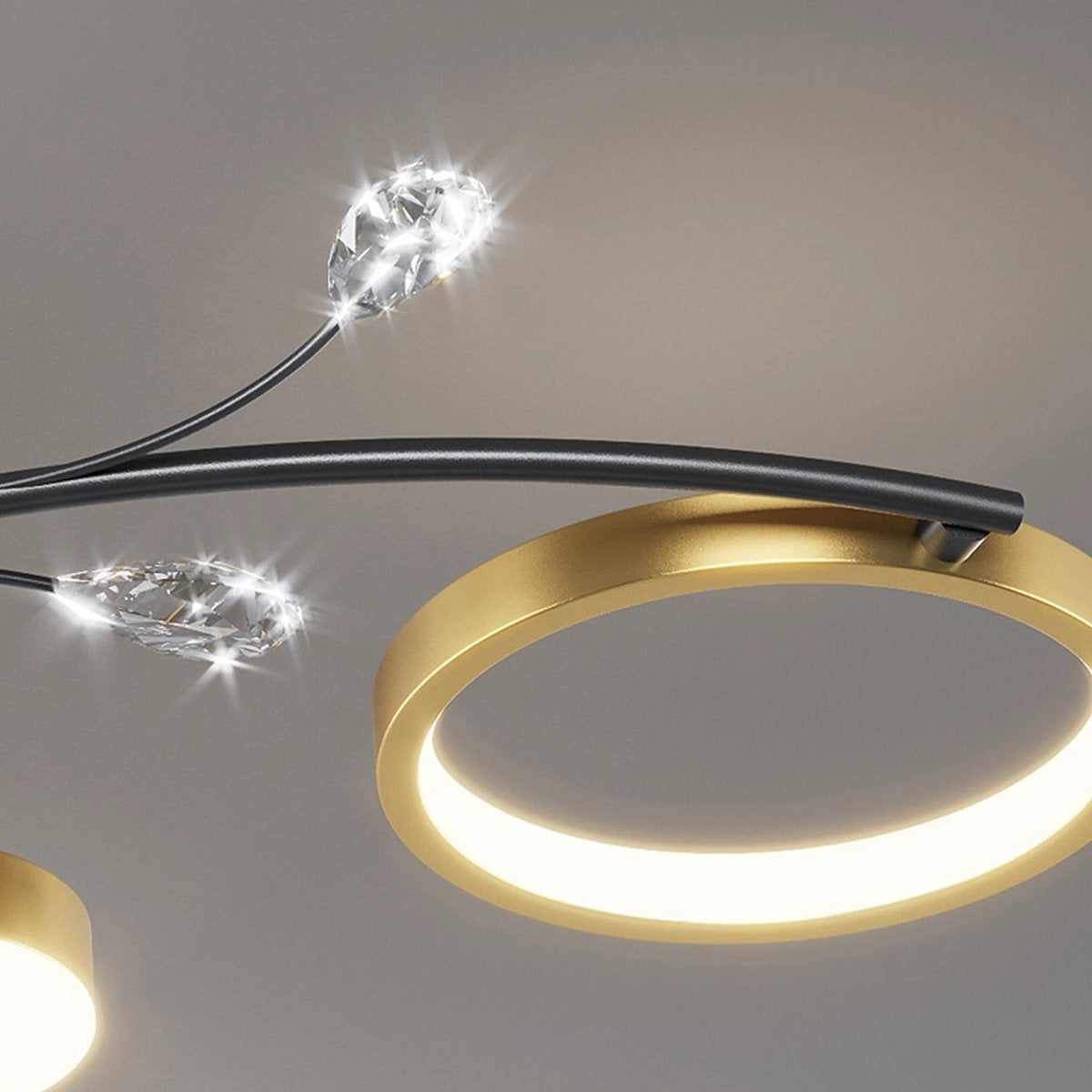 10 Ringen Plafondlamp - Moderne LED Kroonluchter - Smart Lamp - APP - Goud/Zwart - Dimbaar Met Afstandsbediening - 100 cm