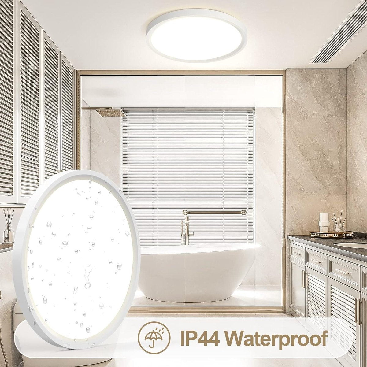 Bathroom Lamp Ceiling Waterproof Neutral White Modern Thin Round Bedroom - Kitchen - Dining Room - Balcony - Hallway - Living Room