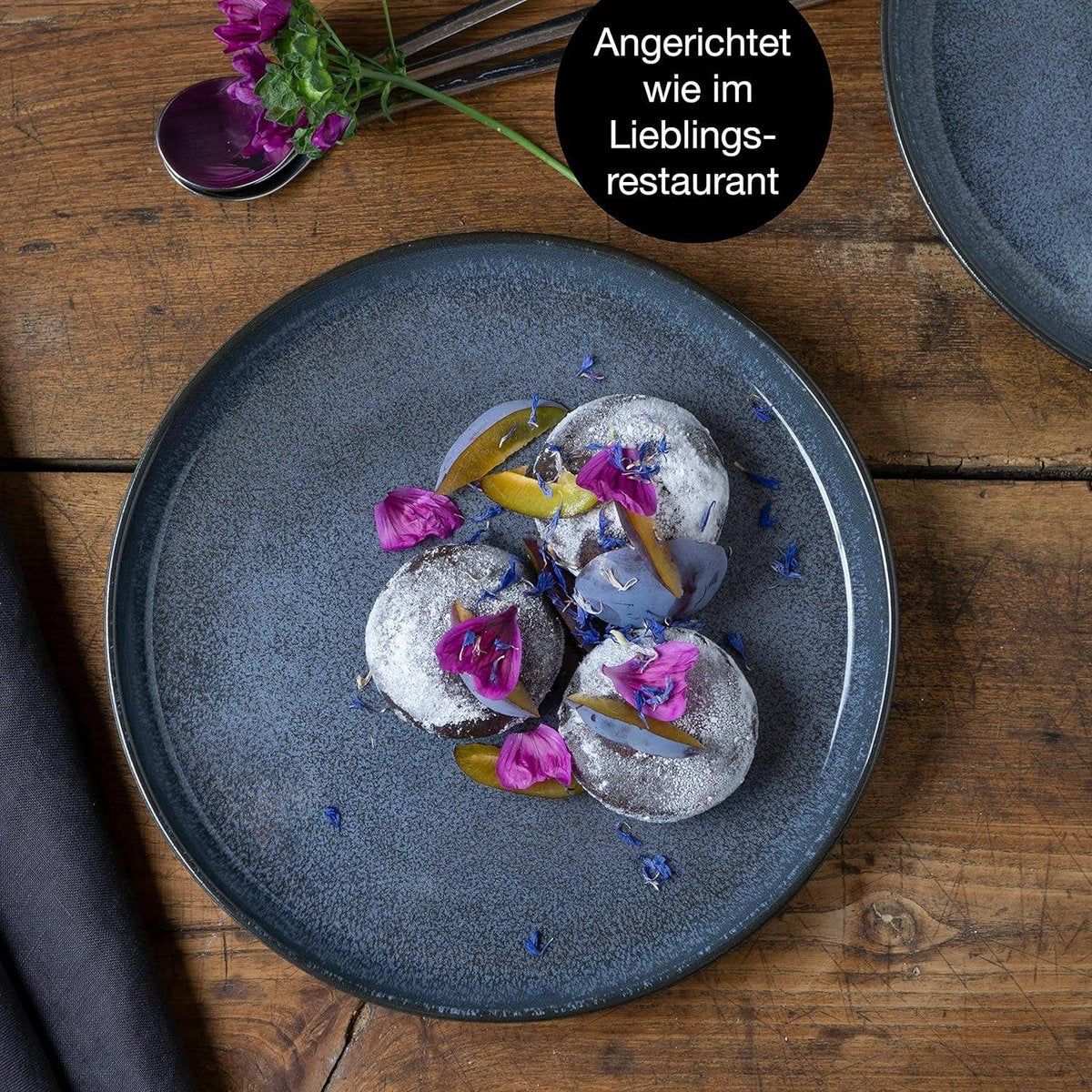 Set van 6 blauwe dessertborden voor 6 personen - porselein - vaatwasser- en magnetronbestendig