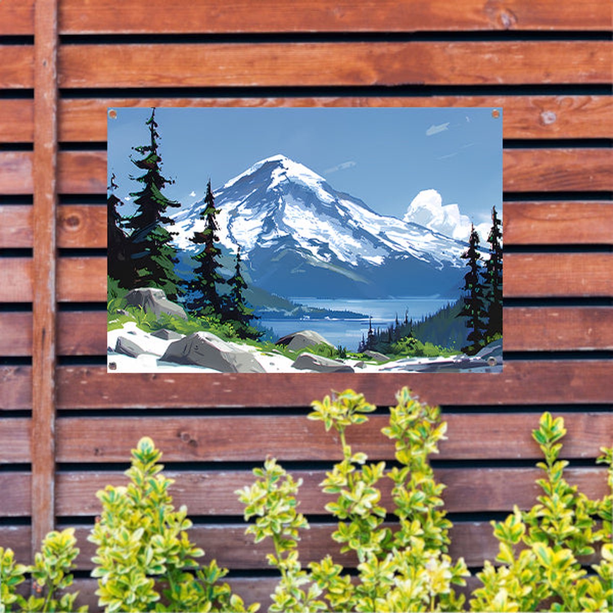 Mountain garden poster - Natuur garden poster - Garden poster Snow - Outdoor posters - Garden accessories - Garden decoration for outdoor garden poster 150x100 cm