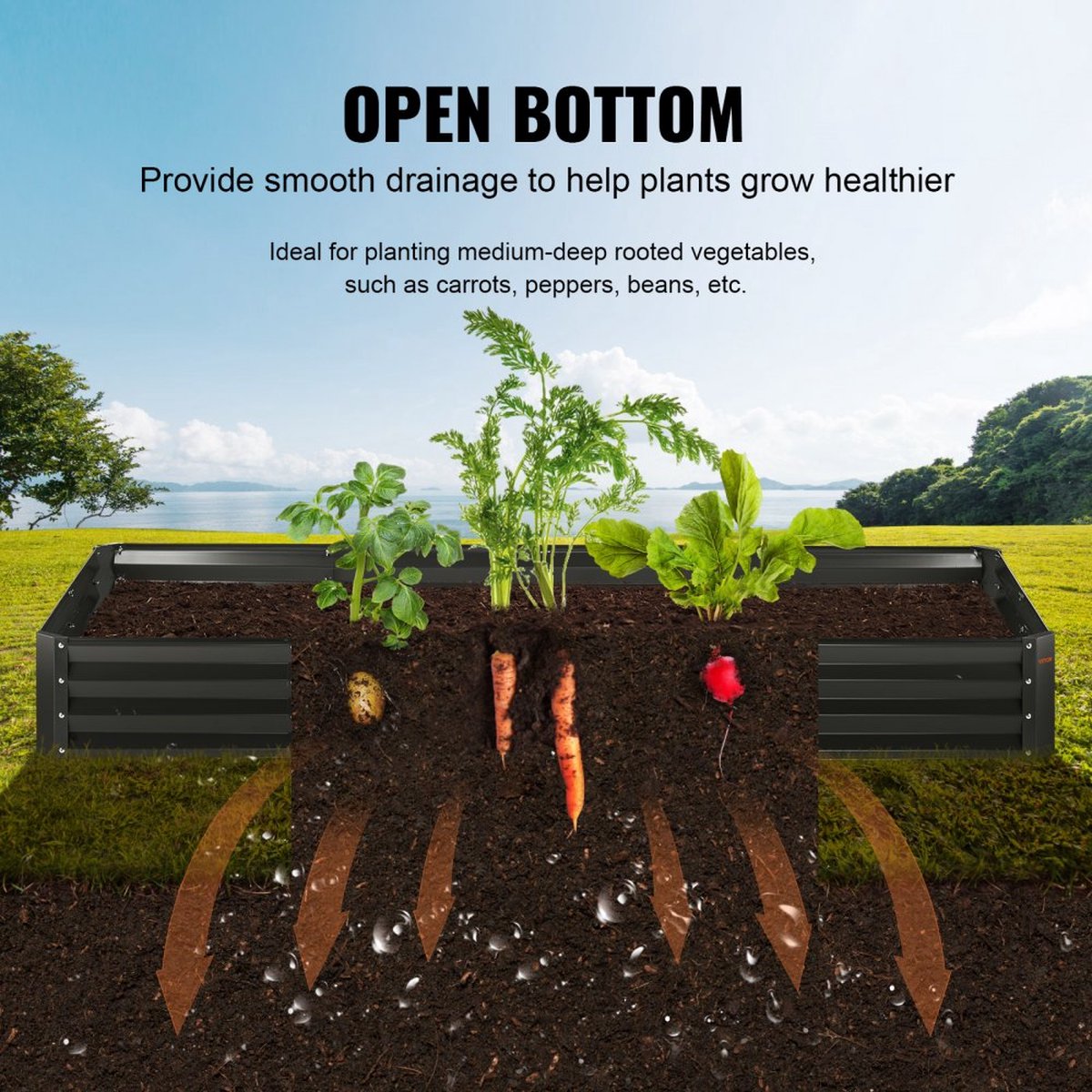 verhoogde bloembak plantenbak tuin plantenbak terras moestuin tuinbed plantenbak donkergrijs 240x120x30cm gegalvaniseerd metaal ideaal voor het kweken van groenten fruit kruiden etc.