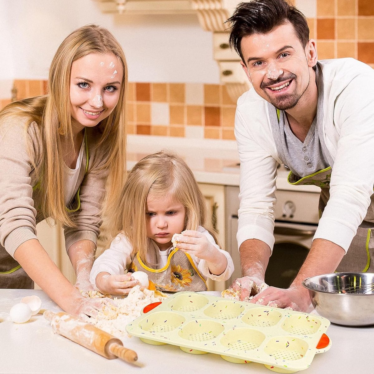 Baguette bakvorm, broodjes, bakplaat, siliconen met oliekwast, broodjes bakvormen, mini-stokbrood, bakplaat, anti-aanbak, baguettevorm, siliconen vormen, 8 eenheden, bakvorm, brood, knapperig