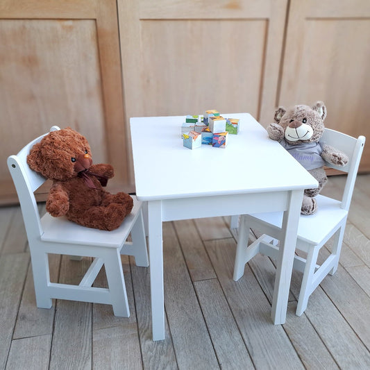Kindertafel met stoelen wit - 2 stoeltjes - zithoek - kindermeubel - speeltafel