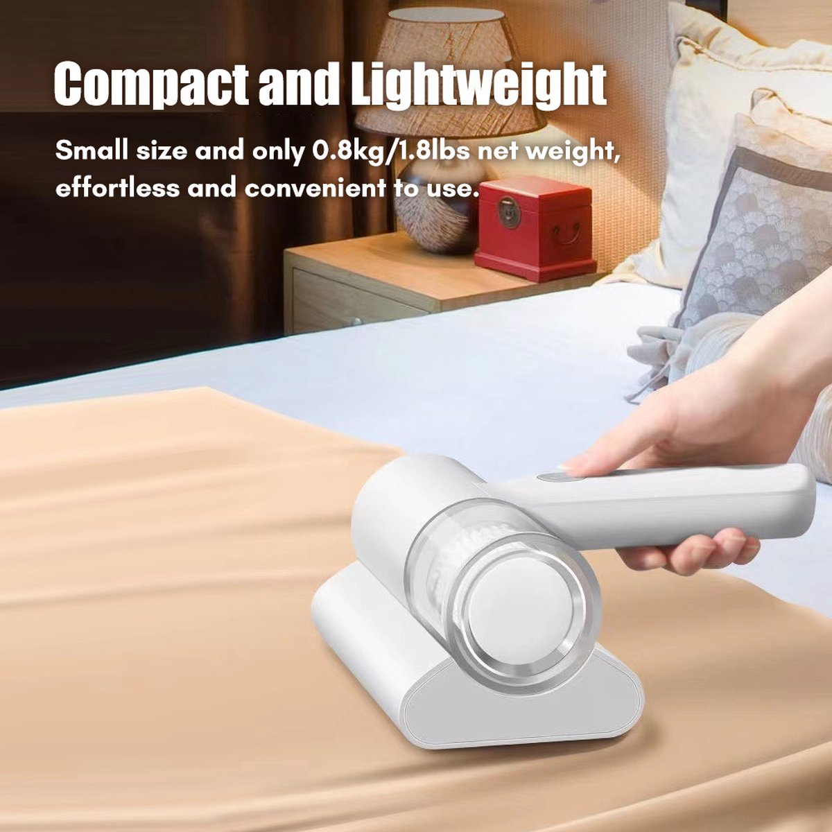 Mite Vacuum Cleaner Anti Dust Mite Handheld UV-C Cordless House Mite Remover Anti-Dust Instrument Cleaning Machine For Home Office Bed Sofa 2000 Vibrations Per Minute
