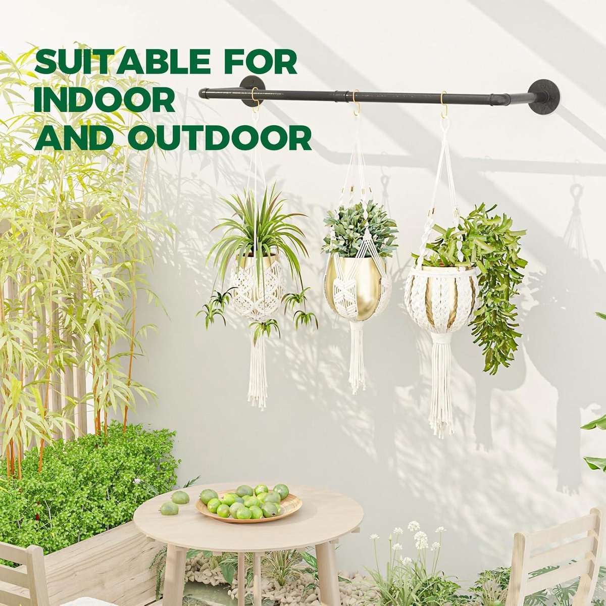 Plant Hanger - Plantenhanger hangende plantenbak zwart metalen staaf binnen plafond raam bevestiging