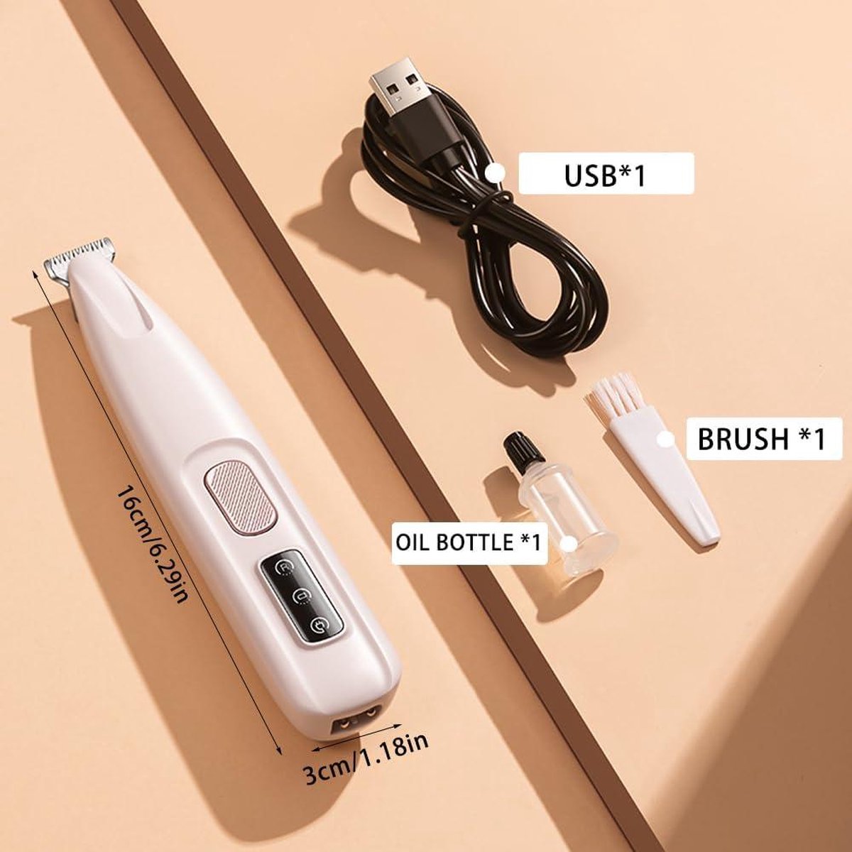 Paw trimmer with LED light waterproof - Rechargeable trimmer for dogs and cats - Paws eyes ears face (white)