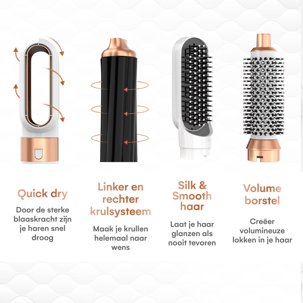 VENEUX® Föhnborstel - Airstyler - Krulborstel - Krultangen - 5 in 1 Multistyler - Met Opbergcase - Wit