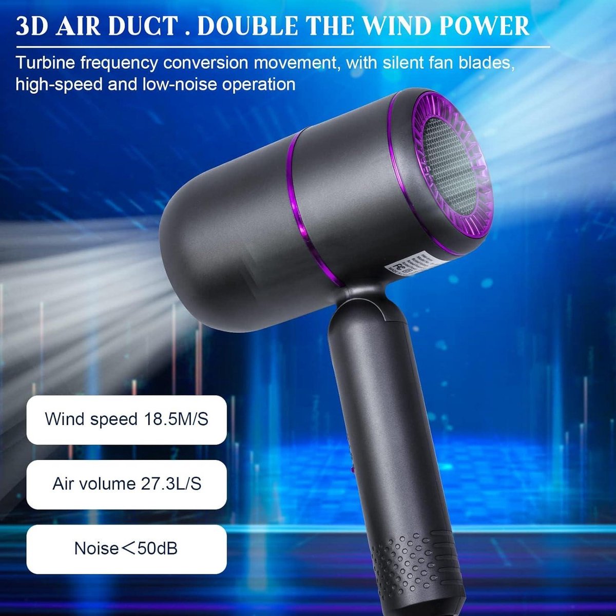 2000W Professionele Haardroger met Concentratoren en Diffuser - Sneldrogende Haardroger met Inklapbaar Ontwerp - Warme en Koude Stand voor Thuis, Salon, Reizen föhn met diffuser