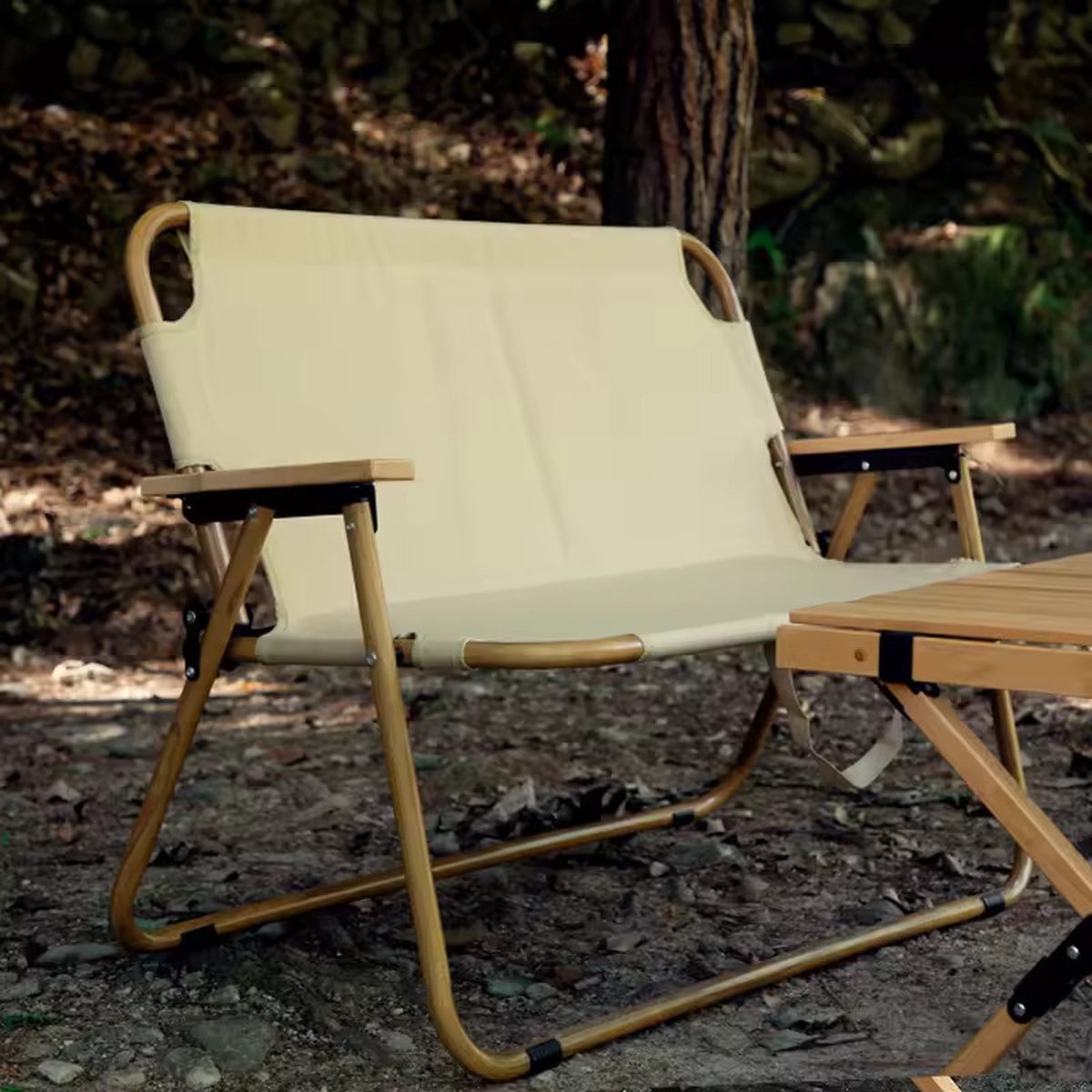 Folding bench - Bench - For Balcony / Camping / Garden - 113x74 cm - Beige