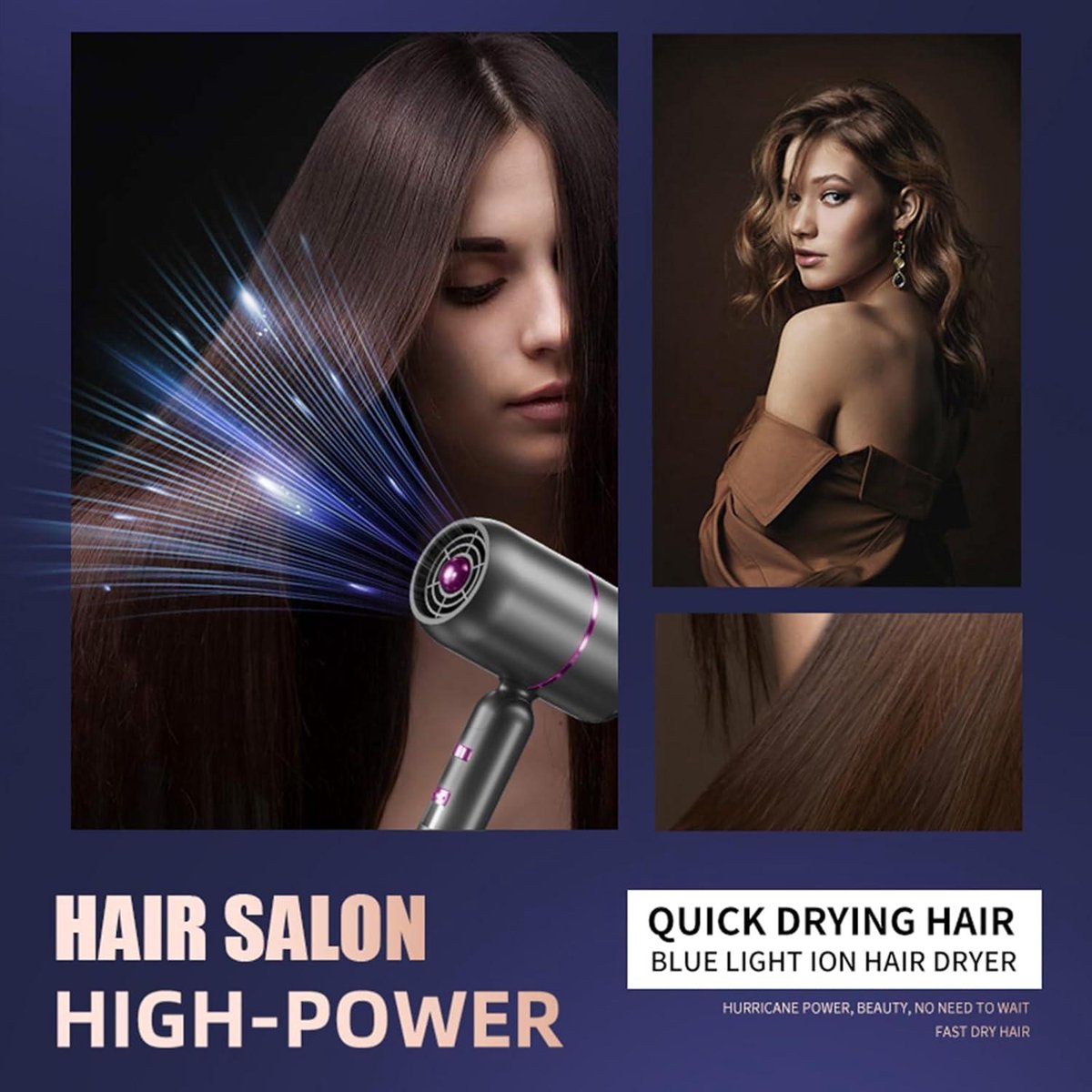 2000W Professionele Haardroger met Concentratoren en Diffuser - Sneldrogende Haardroger met Inklapbaar Ontwerp - Warme en Koude Stand voor Thuis, Salon, Reizen föhn met diffuser