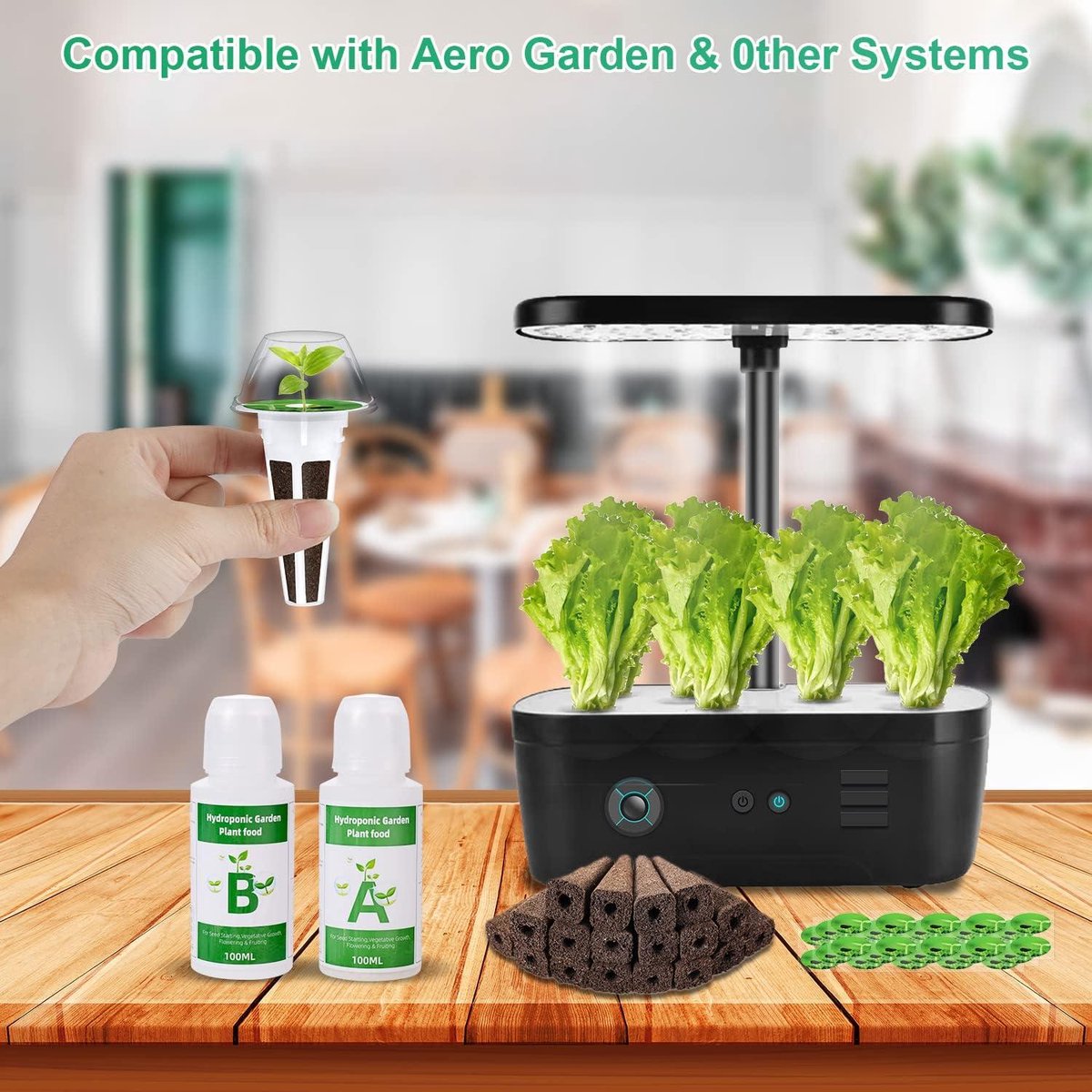 Seed Pod Kit for Hydroponic Growing System - 122 pcs - Includes 30 Grow Sponges, 30 Grow Baskets, 30 Grow Domes and 2 100ml Plant Food Hydroponics System