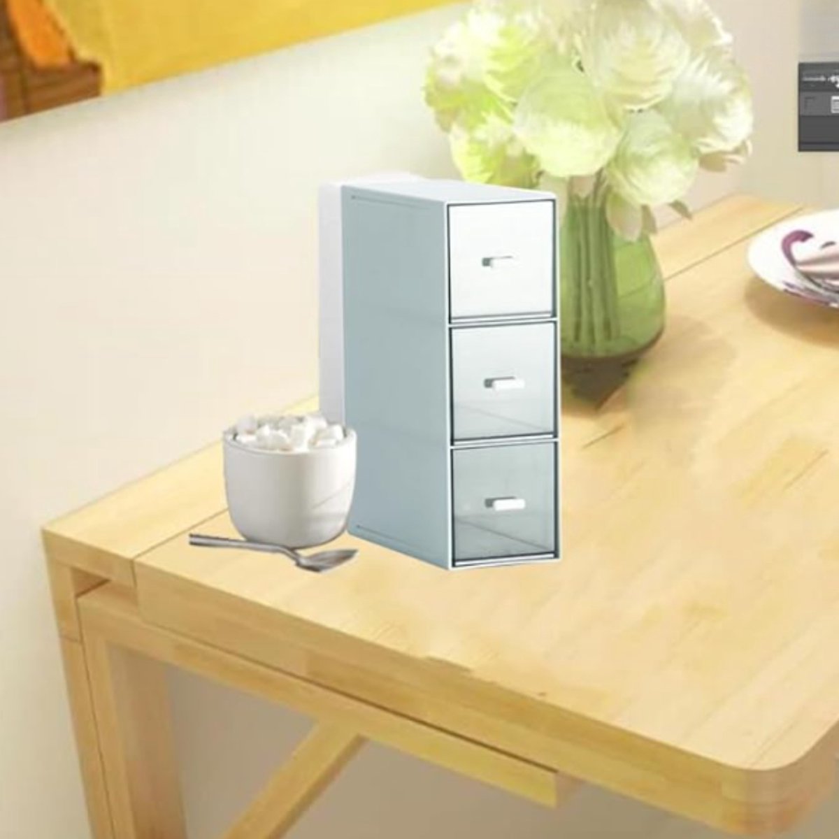 Kitchen Organizer - Coffee and Tea Organizer - Coffee Pod Holder - Compact & Portable - 3 Drawers - Blue
