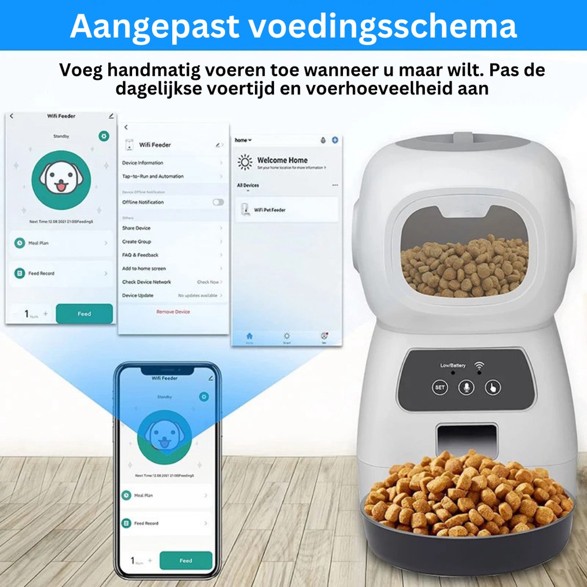 Goodivery - Voerdispenser Kat - Automatisch Kattenbak - Elektrische Kattenbak - Voederbak Kat Automatisch - Geen Wifi - 3.5L - Wit