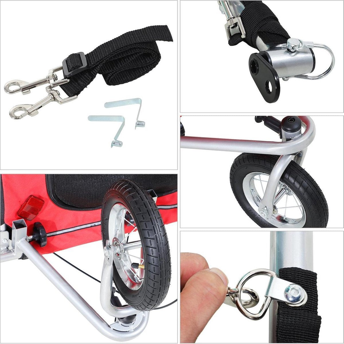 Hondenfietskar - Fietskar - Hondenaanhanger - Buggyfunctie - Geveerd en geremd - Groen/Grijs - 130 x 90 x 110