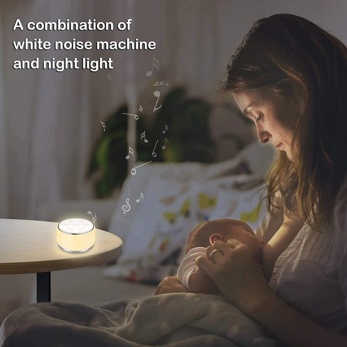 N.lux - White noise machine - Witte ruis - Baby - Slaapmuziek - Nachtlampje - 34 Rustgevende geluiden - Met timer - Slaapmachine - Slaaphulp volwassenen