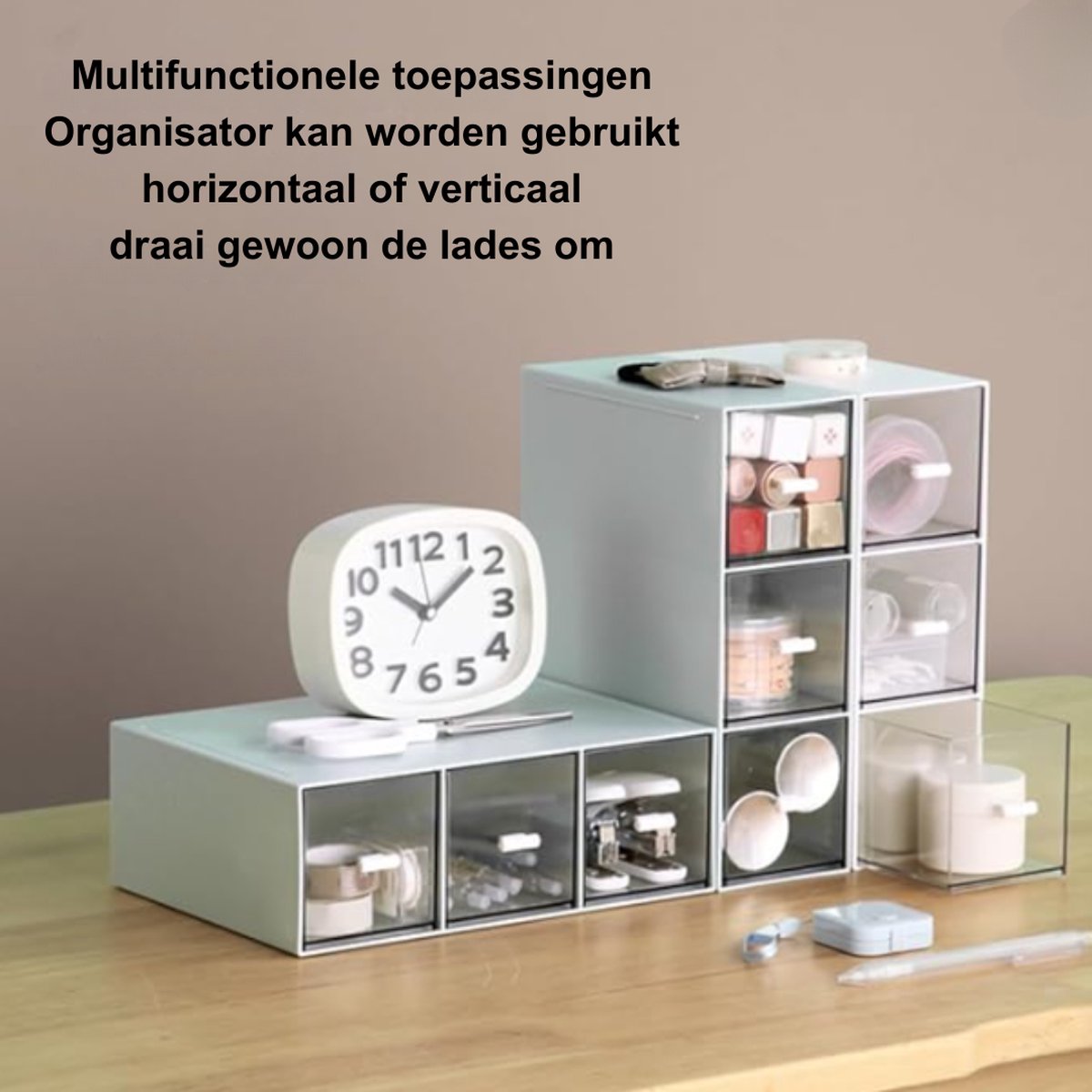 Kitchen Organizer - Coffee and Tea Organizer - Coffee Pod Holder - Compact & Portable - 3 Drawers - Blue