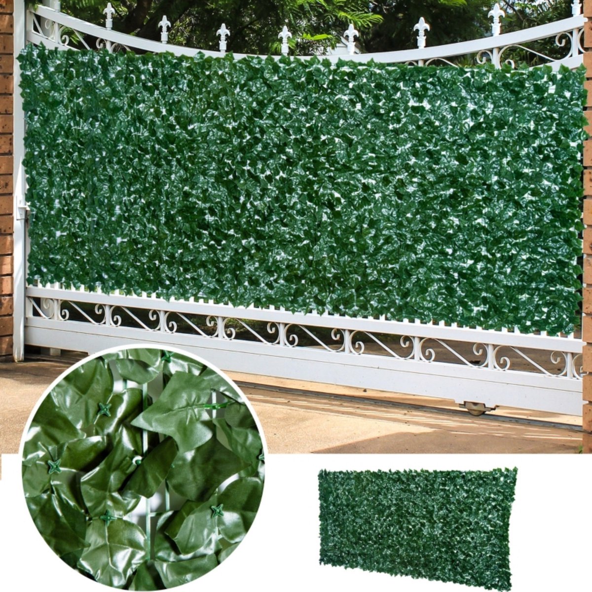 Kunsthaag - Klimop - Tuinscherm - Zichtbreeknet - Balkonscherm - Wanddecoratie - Zichtdoek - Voor buiten - 300 x 100 cm