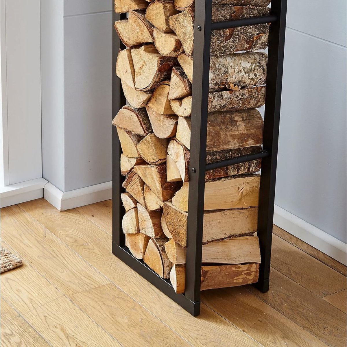 Wood Rack - Wood Storage - Firewood Rack - Firewood - Storage - Indoor and Outdoor Rack - Firewood - Metal - Black - 150x40x25cm