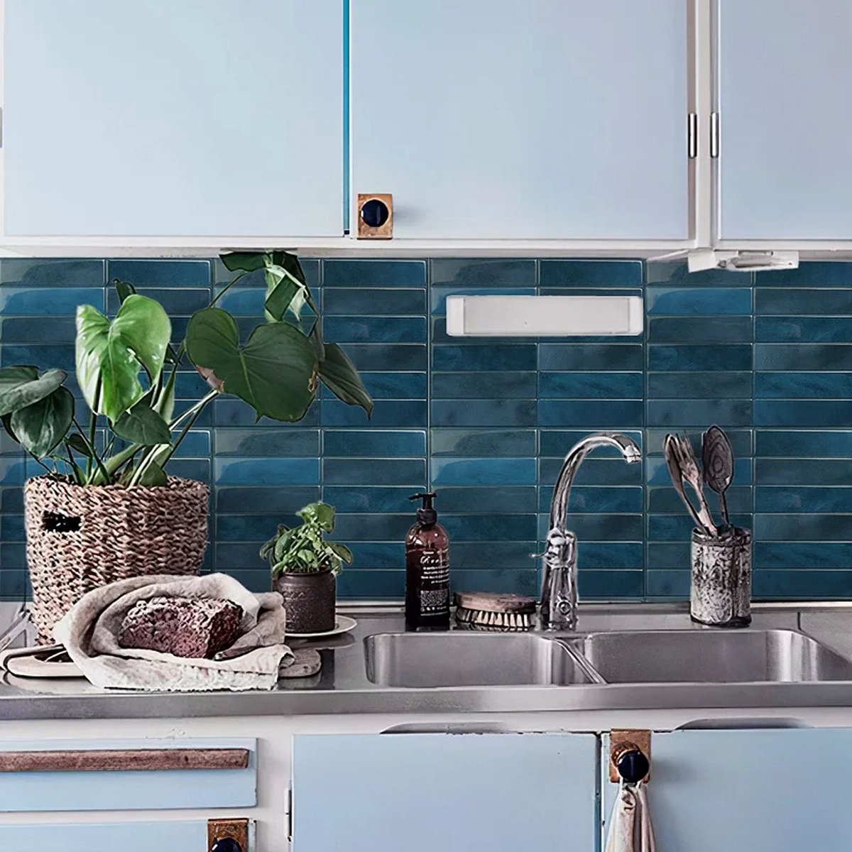 Tile sticker 10 pieces - Tiles - Tile stickers - Wall stickers - Tile stickers bathroom and living room - Waterproof - Blue