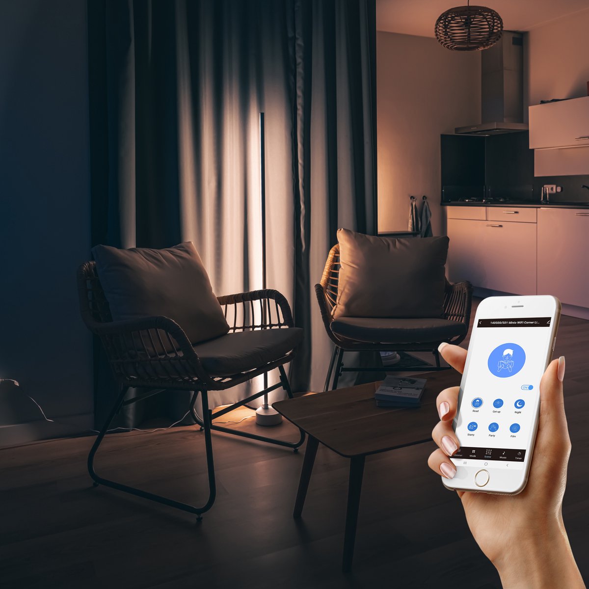 Slimme Hoeklamp Wit - Full Color - Dimbaar & Bedienbaar met App - 138cm