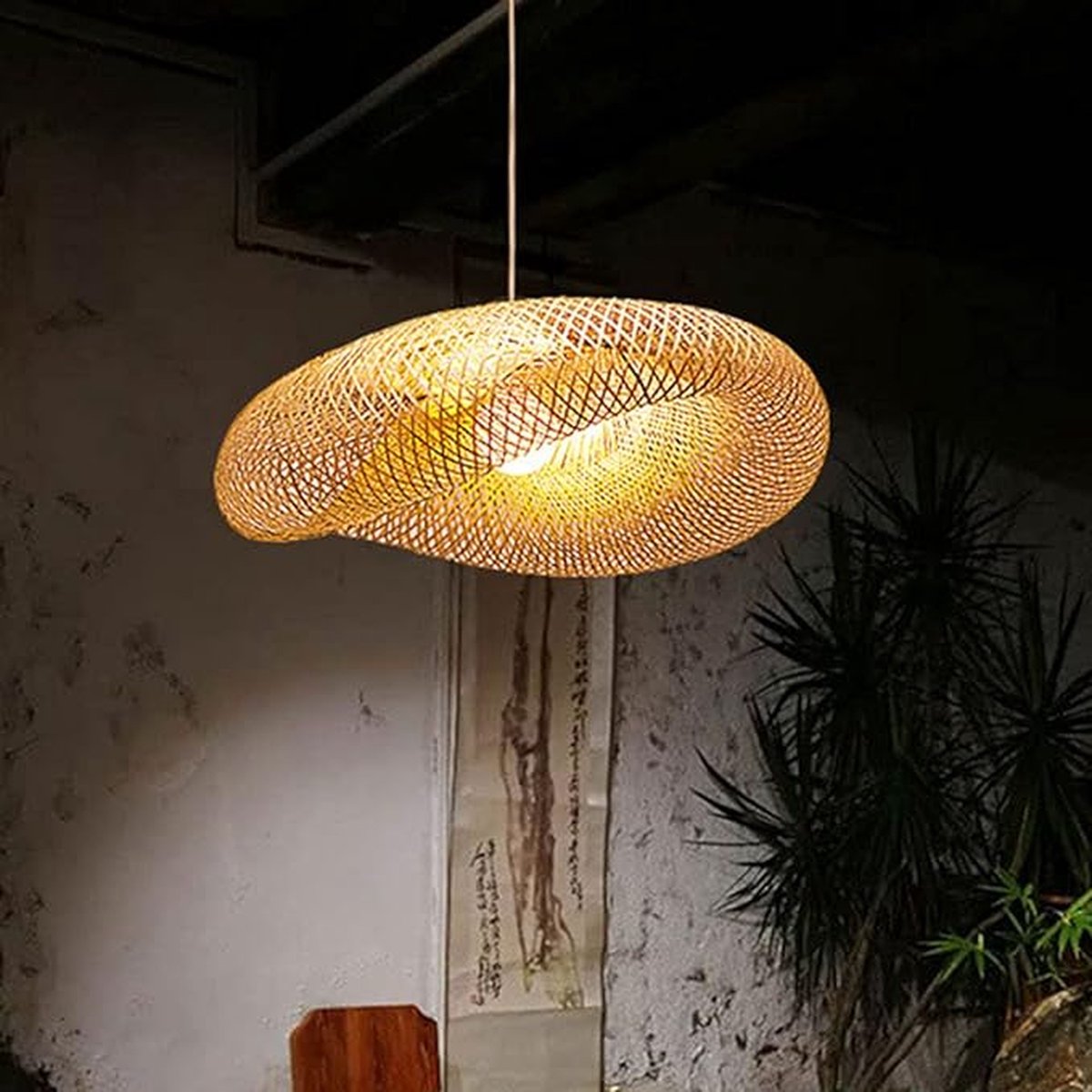 Rieten hanglamp - Wave - rotan - Bali - woonkamer - eetkamer - slaapkamer - handgemaakt - trendy - rattan