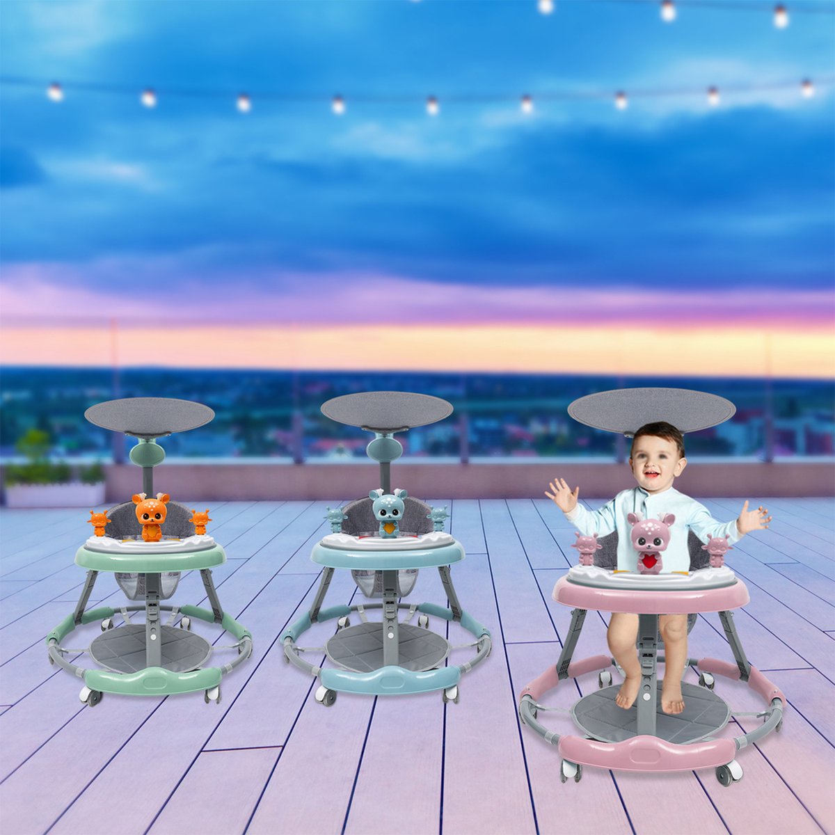 Loopstoeltje Baby - Luxe Loopstoel - 3-in-1 - Verstelbare Loopwagen - Opvouwbaar - Jongen & Meisje - Roze