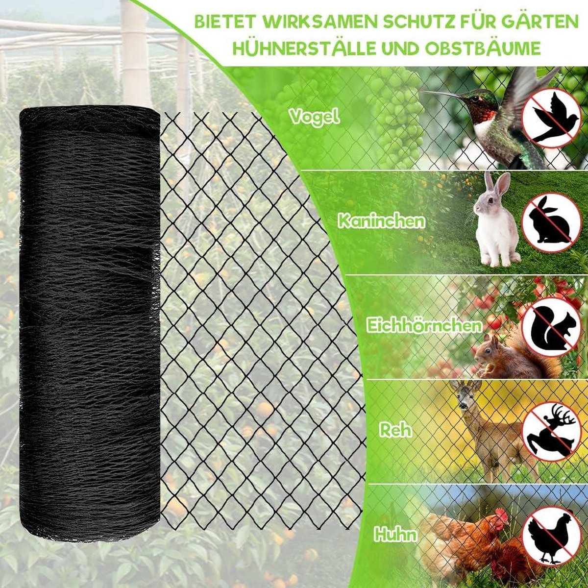 Bird Netting 7.5 m x 15 m - Chicken Run and Pond Netting - Suitable for Fruit Trees and Vegetables