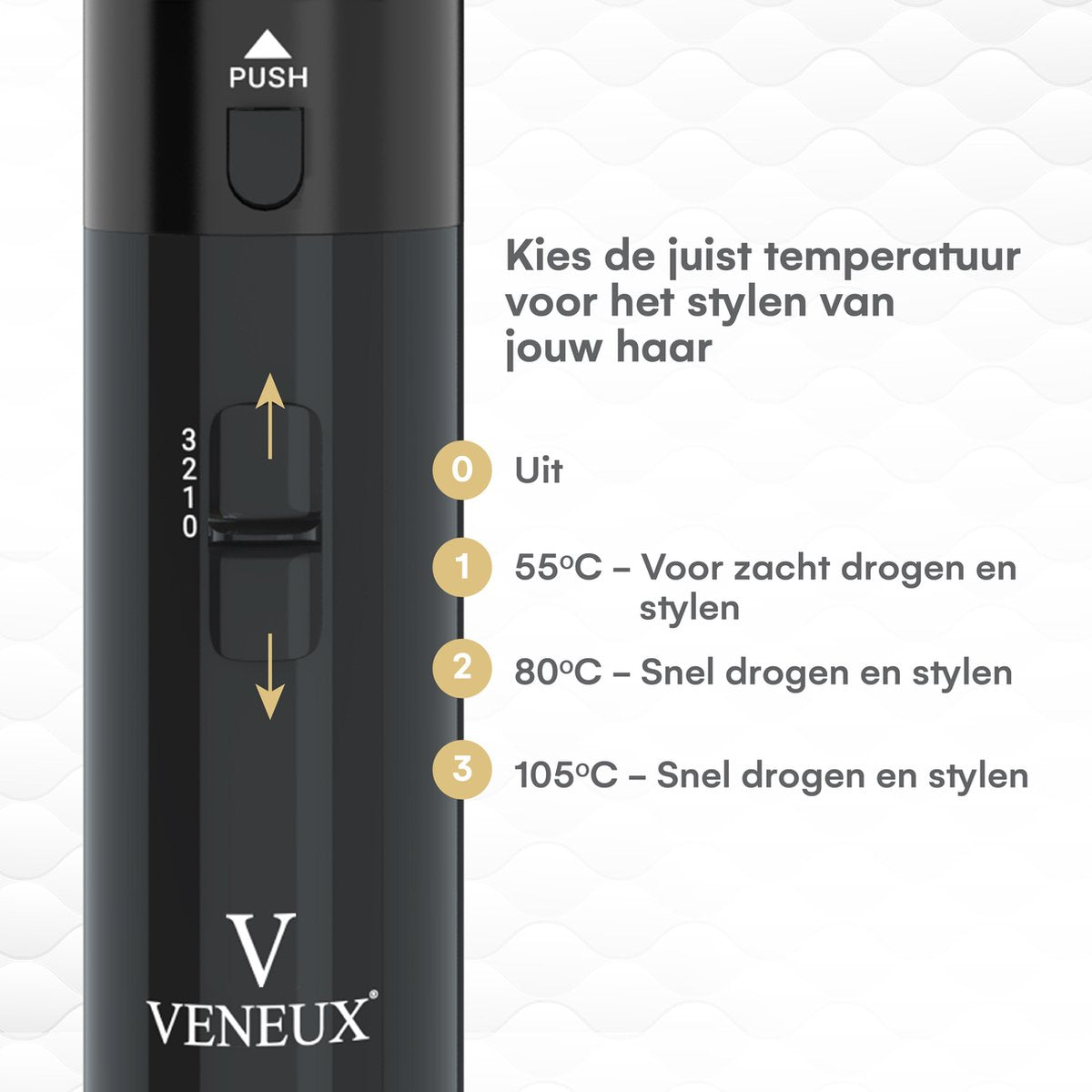 VENEUX® Föhnborstel - Airstyler - Krulborstel - Krultangen - 5 in 1 Multistyler - Met Opbergcase - Zwart